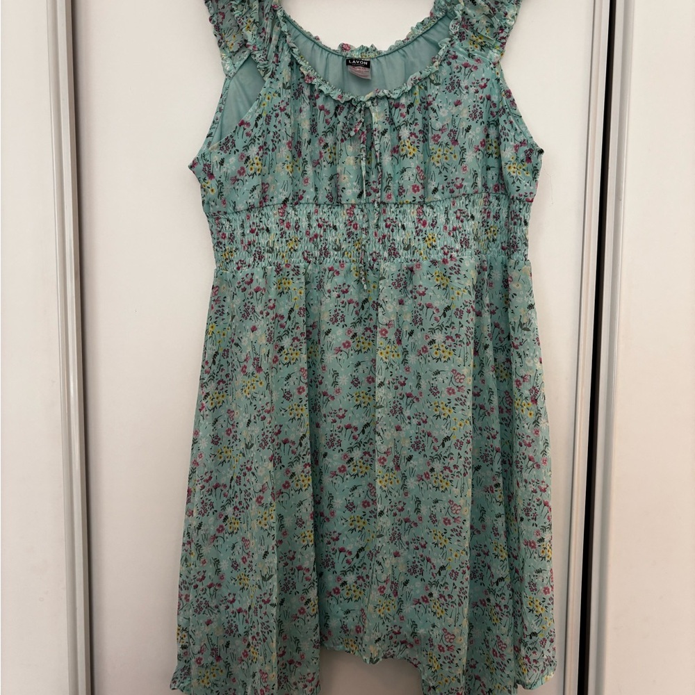 Floral Sleeveless Dress - Blue